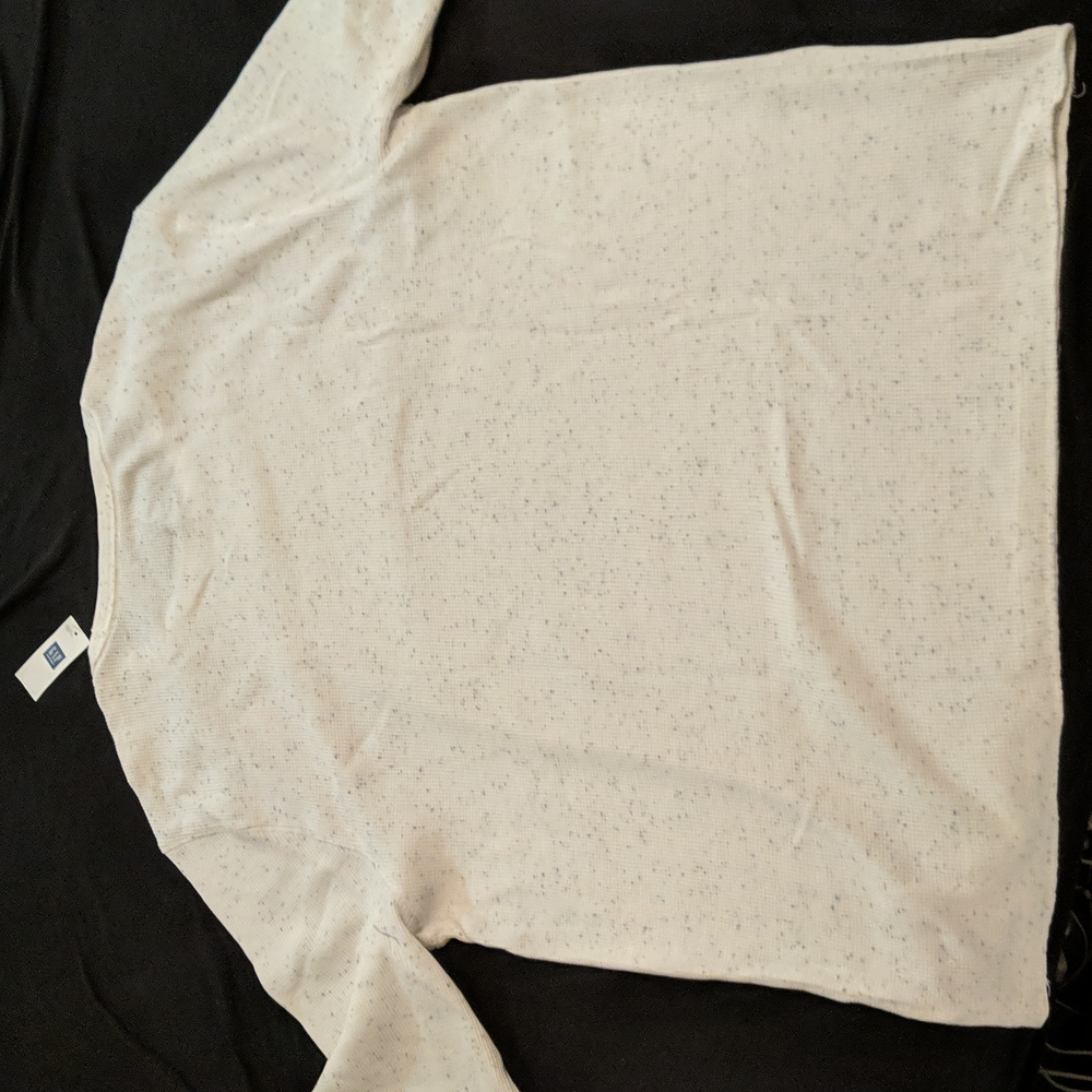 Gap Factory Mens Crewneck Thermal Tee, New, Off White, XL - Picture 4 of 4